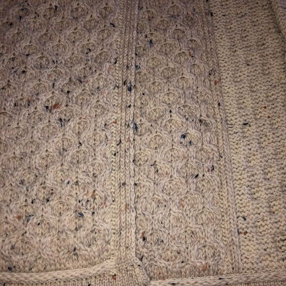 Aran Craft Merino Wool Long Cardigan Sweater Medium Button Collar Oatmeal Irish - Picture 4 of 6